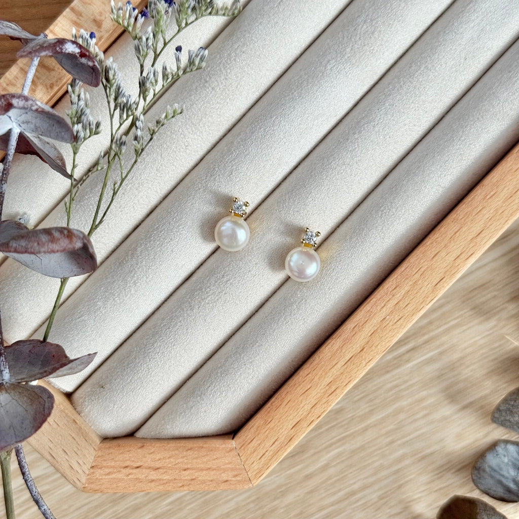 CZ Pearl Studs