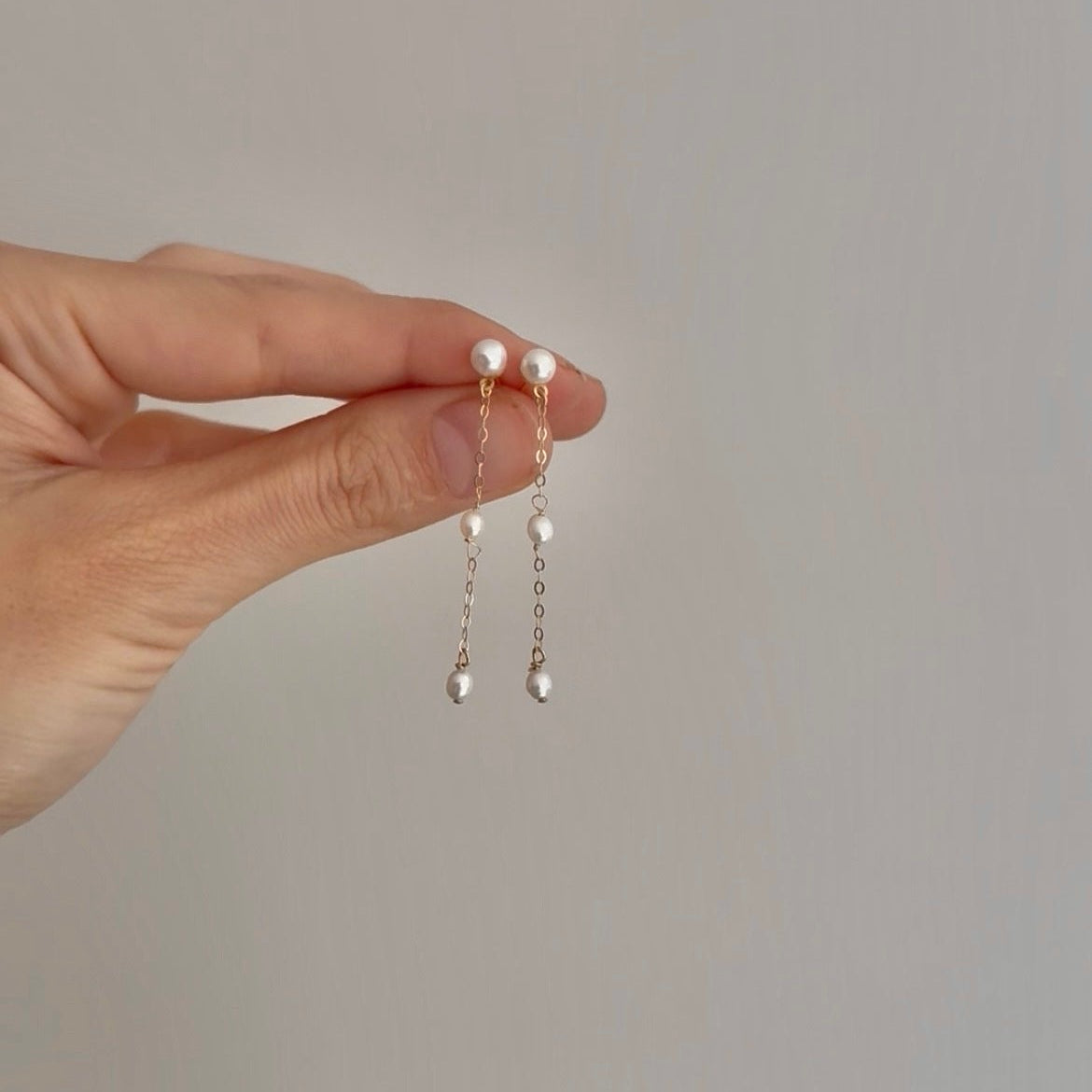 Triple Pearl Chain Stud